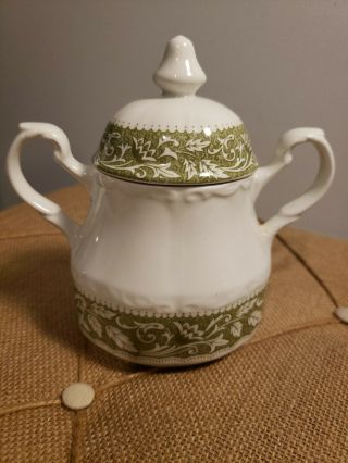Vintage Sterling Colonial English Ironstone By J & G Meakin Sugar Bowl With Lid