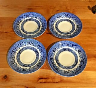Set Of 4 Churchill Blue Willow 5 1/2 " Saucer Plate Made In England