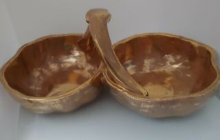 Vintage Stangl Granada 22k Double Bowl Hand Painted Mid Century Modern