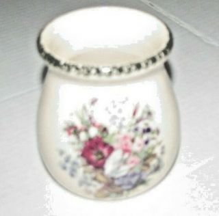 Home And Garden Party Floral Stoneware Utensil/spoon Holder 5.  5 " Tall