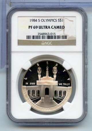 1984 S Olympics Pf 69 Ultra Cameo Silver Dollar S$1 Ngc Proof Mh454