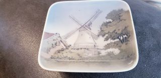 Vintage Square Porcelain Windmill Plate Royal Copenhagen Denmark 4414