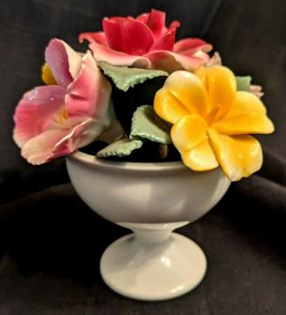 Crown Staffordshire England Fine Bone China 4 " Flower Bouquet In Vase