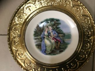 Vintage Alfred Meakin Victorian Plate With Brass/tin Trim - Wall Hanging - Euc 12 In