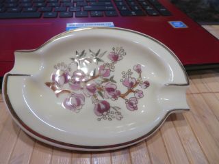 Zsolnay Pecs Hand Painted Porcelain Tray Dish Gold Flower