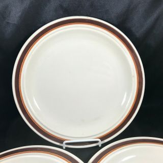 Set of 3 Vintage Homer Laughlin Restaurant Ware Brown Stripe Dinner Plates 2