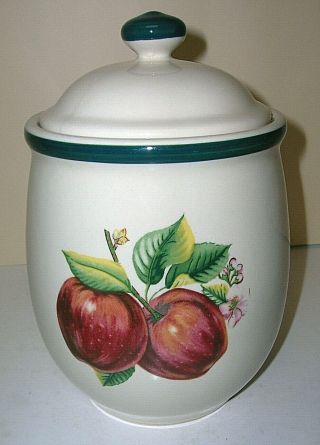 Casuals By China Pearl Apple Blossom Canister 5.  25 " Tall (7 " W/ Lid) Ceramic