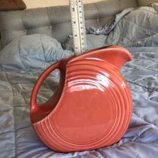 Vintage Fiesta Ware Large Disc Water Pitcher 7” Persimmon Holds 67oz Hlc