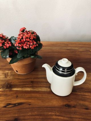 Arabia Finland Karelia Tall Coffee Pot Brown 70s Stripe Stoneware Vintage