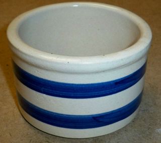 Vintage Roseville 4.  5 " Blue Band Stripes Stoneware Butter Crock / R.  R.  P.  303 - A