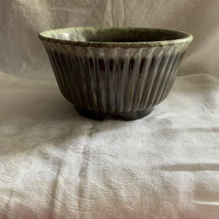 Vintage Hull Usa Pottery Green Drip Glaze Ribbed Planter F10