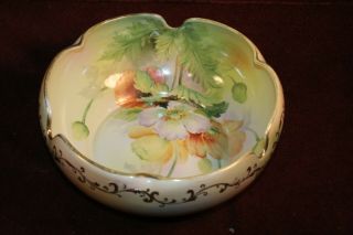 Hand Painted Nippon Bowl - Pastel Floral Decoration W/ Gold - Signed