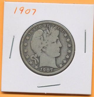 1907 50c Barber Liberty Head Morgan Half Dollar Silver Us Coin Philadelphia