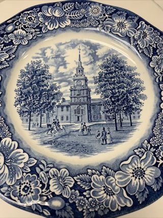 Liberty Blue Independence Hall Dinner Plate Ironstone Staffordshire England 2