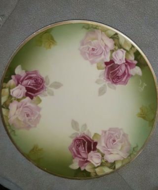 Thomas Sevres Cabinet Plate Artist Signed Hand Painted Roses 9 "