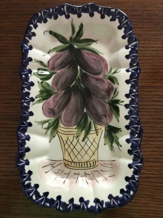 Hand Painted Fruit Platter - Made In Italy - Eggplant Design.