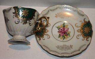 Tea Cup And Saucer Royal Halsey Very Fine Bone China Floral Design