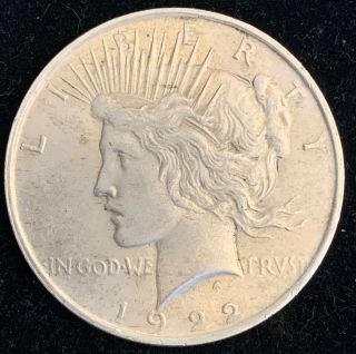1922 Peace Silver Dollar $1 No Mark