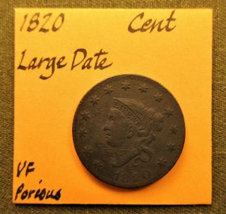1820 Coronet Head Large Cent Large Date Vf Details