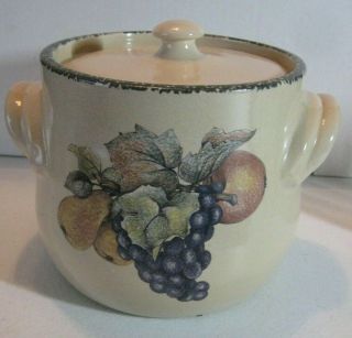 Home & Garden Party Ltd.  Bean Pot/cookie Jar Fruit With Leaves - Handmade 2002