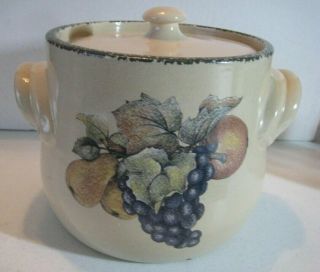 HOME & GARDEN Party Ltd.  Bean Pot/Cookie Jar fruit with leaves - Handmade 2002 2