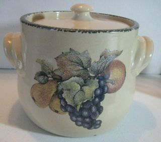 HOME & GARDEN Party Ltd.  Bean Pot/Cookie Jar fruit with leaves - Handmade 2002 3