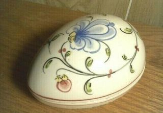 1965 Hand Painted Egg Shape Porcelain Trinket Box (anfora A 