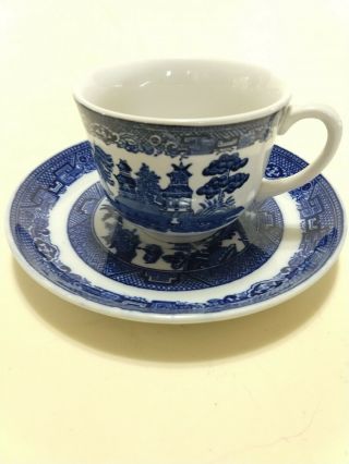Allertons Blue Willow Demitasse Cups And Saucers,  Ca 1925 - 42,  England
