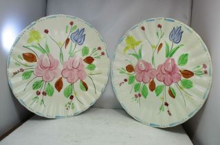 Set Of (2) Southern Potteries Blue Ridge 10 " Hand Painted Dinner Plates