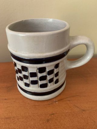 Williamsburg Stoneware Small Mug Cobalt Blue Gray Salt Glaze 3 3/8” Tall