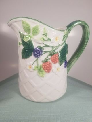 Otagiri Creamer Pitcher With Berries And Flowers