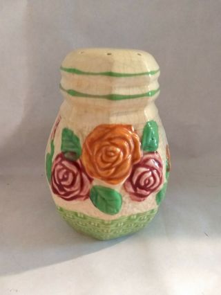 Vintage Sugar Shaker Muffineer Made In Japan Ceramic Basketweave Floral