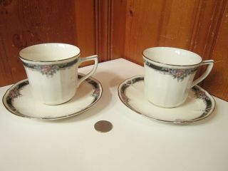 Set Of 2 Noritake Ivory Fine China 7337 Afton Pink Floral Coffee Cup & Saucer
