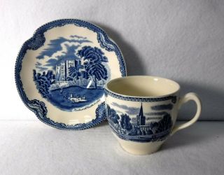 Johnson Brothers China Old Britain Castles England 1883 Blue Cup & Saucer Set