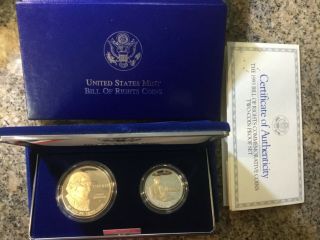 Us 1993 “bill Of Rights” 2 - Coin Proof Set Commemorative Silver Ogp Nr 812