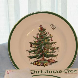 Spode Christmas Tree Tidbit Cookie Tray Plate With Gold Handle