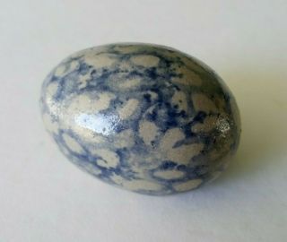 Beaumont Brothers Pottery Bbp - Small Blue Spongeware Egg - 1990