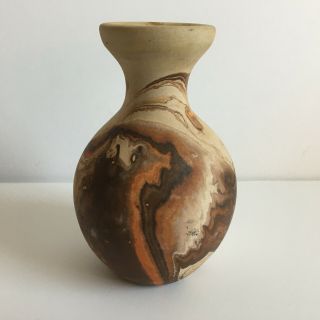 Vintage Nemadji Pottery Vase,  Warm Earthy Tones 4 Inches Tall,  Euc