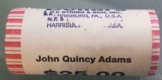 Us - 2008 $1 John Quincy Adams Presidential Dollar $25 Roll W Wrap (h/t)