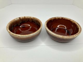 2 Vintage Kathy Kale Fruit Dessert Bowls Brown Drip Glaze No Chips 5 1/4 " Across