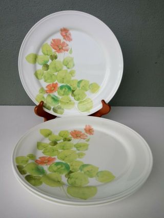 Mikasa - Water Lilies (peach) - Fine Porcelain Dinner Plates - Set Of 3