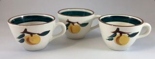 3 Vintage Stangl Pottery Fruit Pattern Tapered Coffee Tea Cups