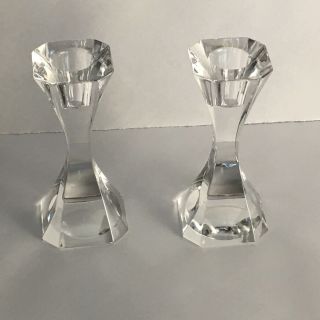 Vintage Villeroy & Boch 5 " Crystal Clear Glass Candle Stick Holders