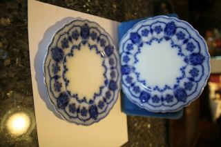 2 Antique Flow Blue China Dessert Plates Johnson Brothers Eclipse Set 7in Look
