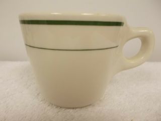 Vtg Buffalo China White Green Heavy Porcelain Coffee Tea Cup Mug Restaurant Ware