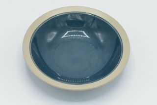 Mikasa Stone Craft Cf435 Blue Center Tan Rim Soup Bowl
