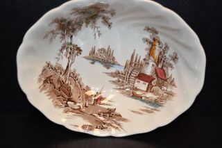 Johnson Bros.  The Old Mill Large Oval Serving Bowl England Hand Engraving