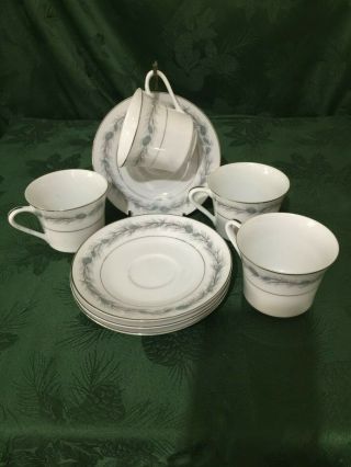 Style House Fine China Duchess Pattern - 4 Cups And 4 Saucers -