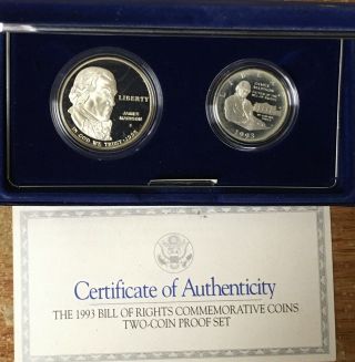1993 Bill Of Rights Silver Proof Two - Coin Set