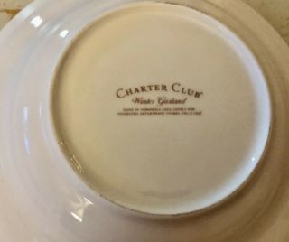 Charter Club WINTER GARLAND (1) Soup Bowl Holly Berries Ribbon 9 - 3/8 